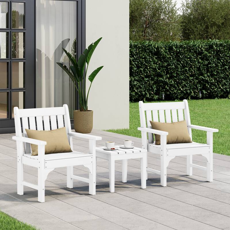Laguna Outdoor Patio 3-Piece Garden Arm Chair Conversation Set With Side Table