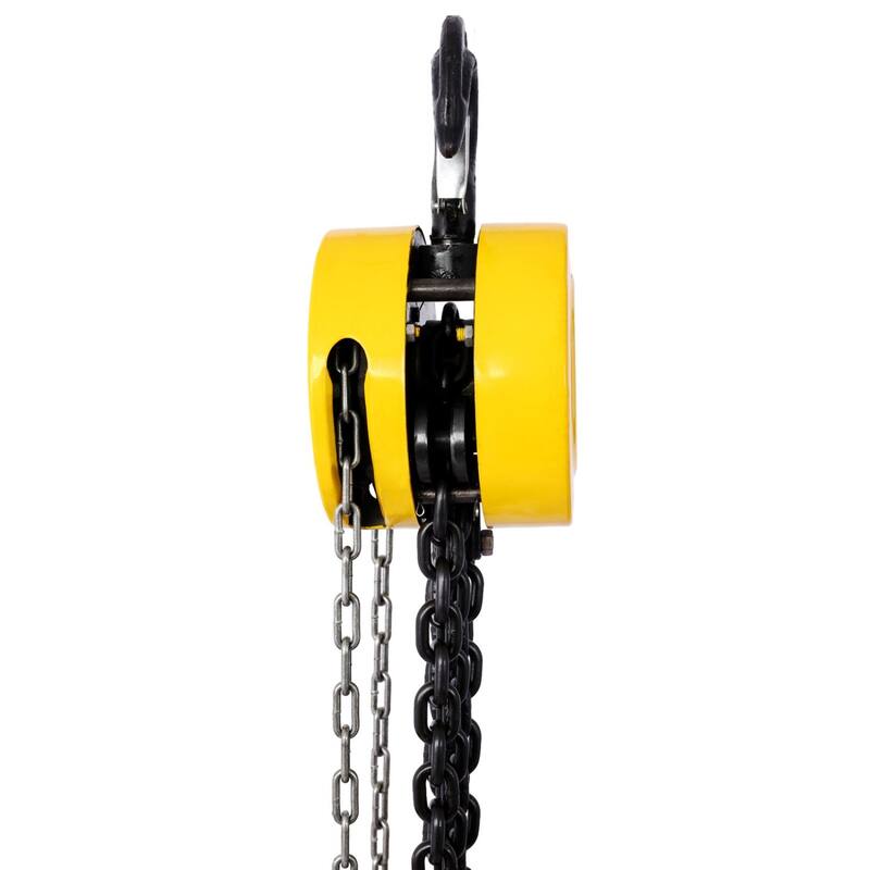 Chain hoist 4400 lbs. Yellow 10 ft. Steel Manual Chain Hoist Log Hook with 2 Heavy Duty Hooks