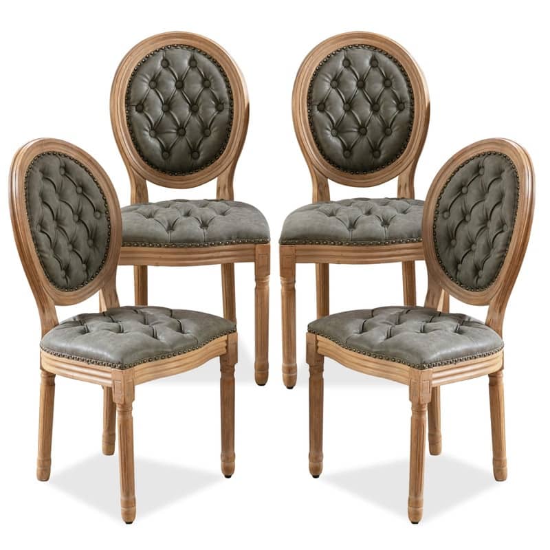 Upholstered French Style Nailhead Dining Chairs(Set of 4)