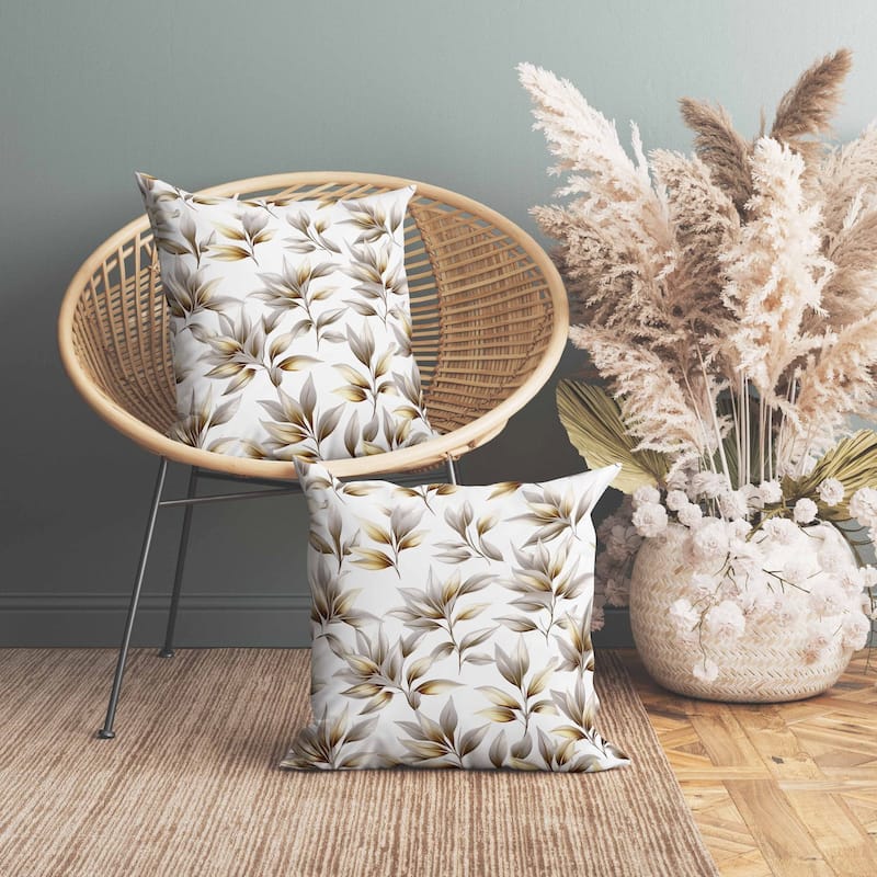 Enchanted Leaflet Indoor/Outdoor Reversible Throw Pillow White and Silver