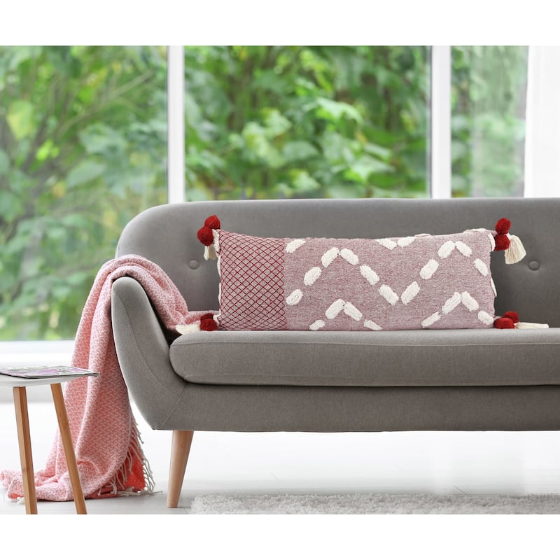 Sevita Heute Red Zeal Pom Throw Pillow