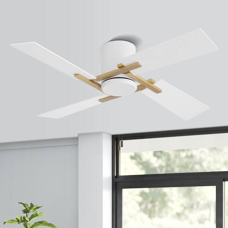 48Inch 4 Two-color Fan Blades Dc Motor Indoor Ceiling Fan With Remote - Gold/White - 48"