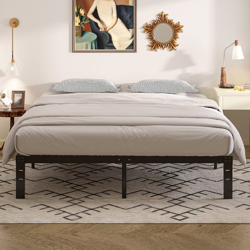 Javlergo 14/16/18 Inch Metal Platform Bed Frame, Heavy Duty Slat Support /No Box Spring Needed