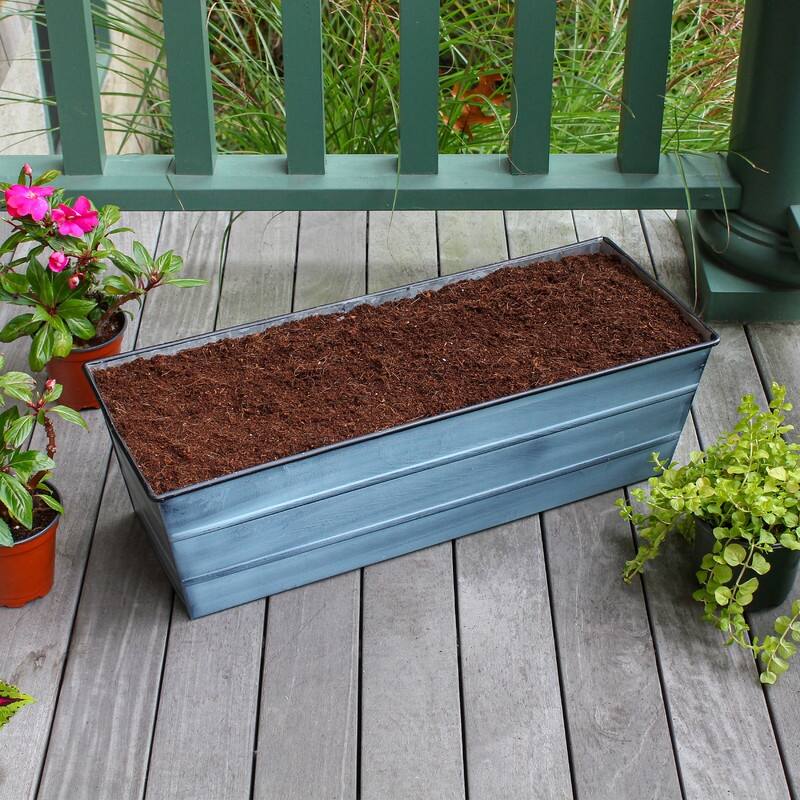 Achla Designs 24" W Medium Galvanized Steel Indoor Outdoor Bloom Box Garden Growing Kit, Garden Accent