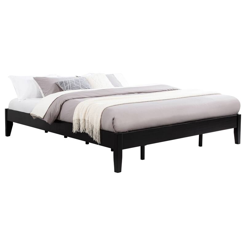 Black Eastern King Universal Platform Bed with Slatted Design
