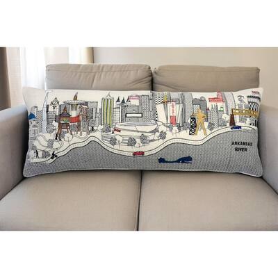 HomeRoots 35" White Tulsa Daylight Skyline Lumbar Decorative Pillow