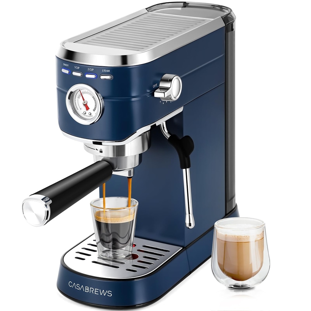 Sincreative Single Serve Coffee Maker Cappuccino Machine with Milk Frother, Blue