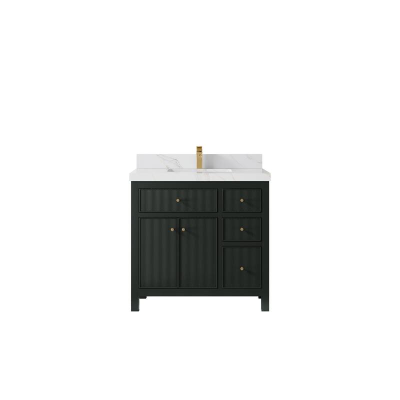 Willow Collections 36 in W x 22 in D Sonoma Center Sink Free Standing Reeded Bathroom Vanity with Countertop