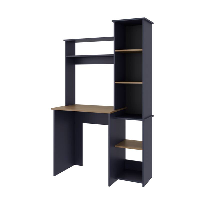 Traditional L-Shaped Desk with File Drawer, Black finish