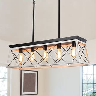 5-Light Vintage Industrial Chandelier for Kitchen Island Dining Room Living Room
