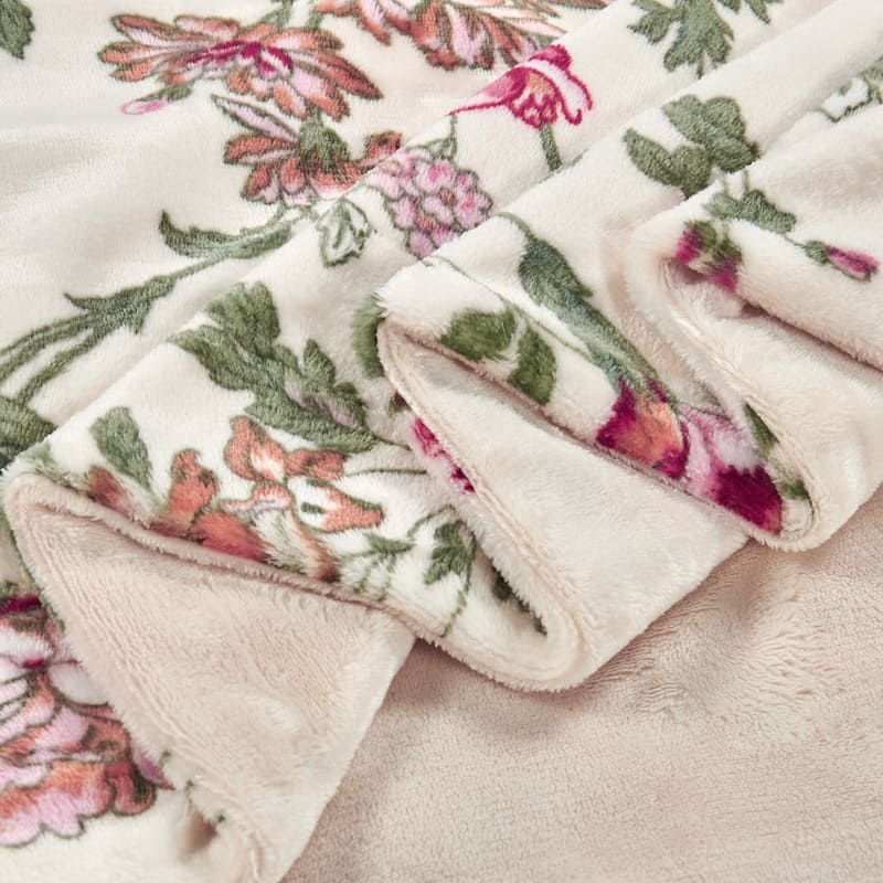 Printed Flannel Tropical Flower French / Puerto Rico Floral Throw