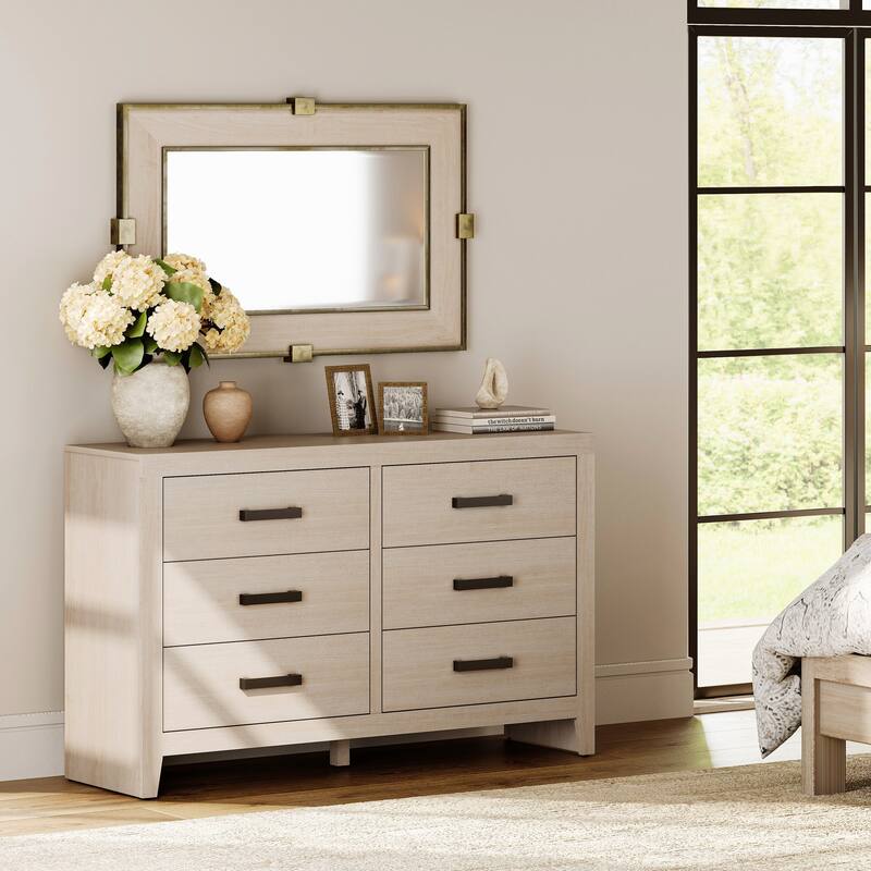 WAMPAT 106'' Rustic TV Stand Dresser - Farmhouse Entertainment Center with 12 Storage Drawers