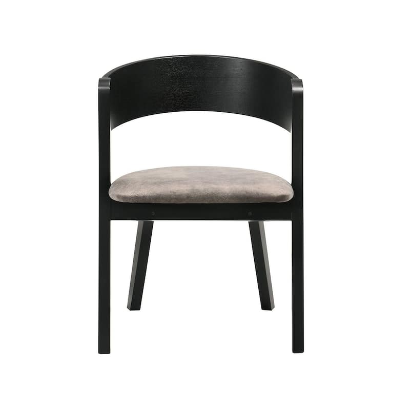 Black/Brown Faux Leather Upholstered Wood Frame Dining Chair, Set of 2, Sturdy Dining Chair for Dining Rooms - 20.5