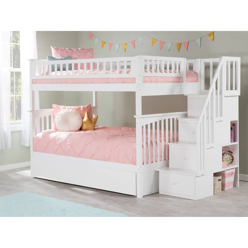 Columbia Staircase Bunk Bed Full over Full with Full Trundle