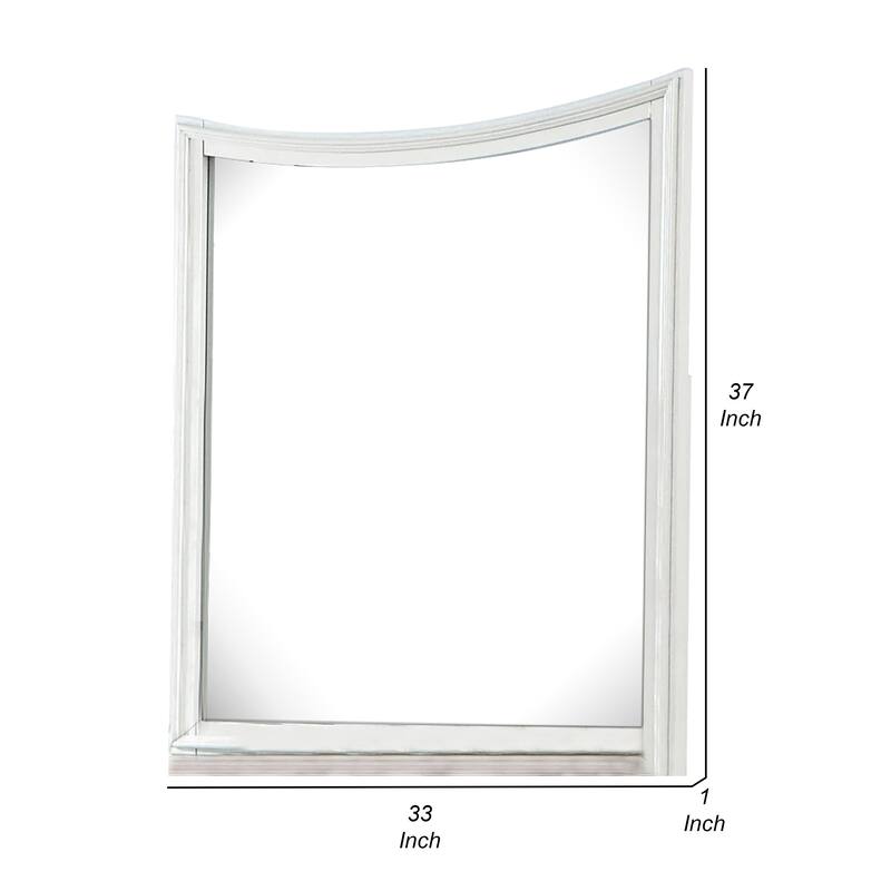 Kiki Dresser Mirror, Curved Crown Molded Details, White Solid Wood
