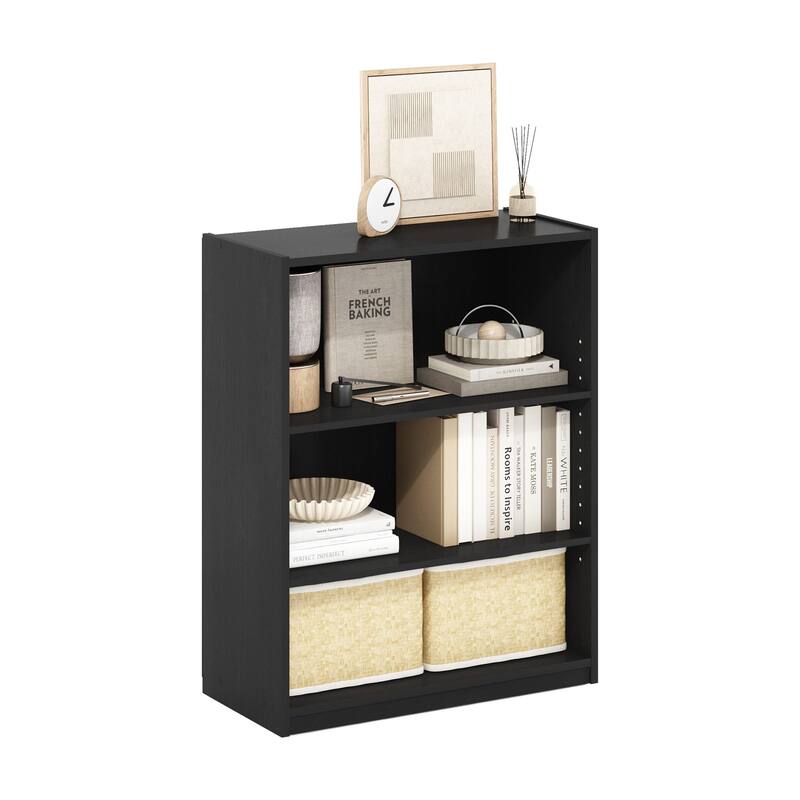 31.65 in. Tall Blackwood Wood 3-Shelf Bookcase