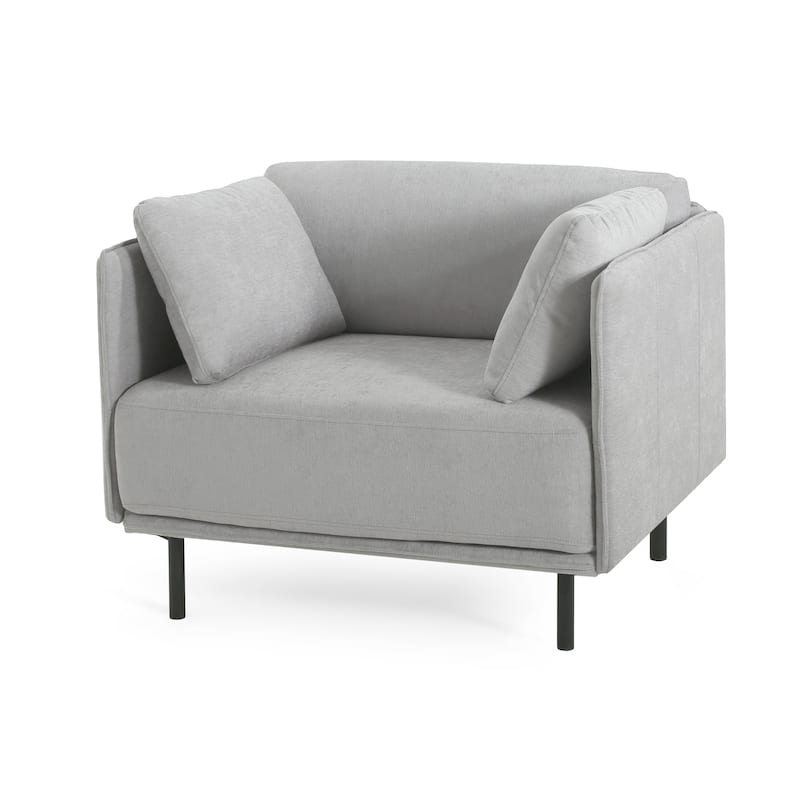 Roomfitters 39" Modern Lounge Chair with Cushions, Solid Wood Frame and Steel Legs for Living Room or Office