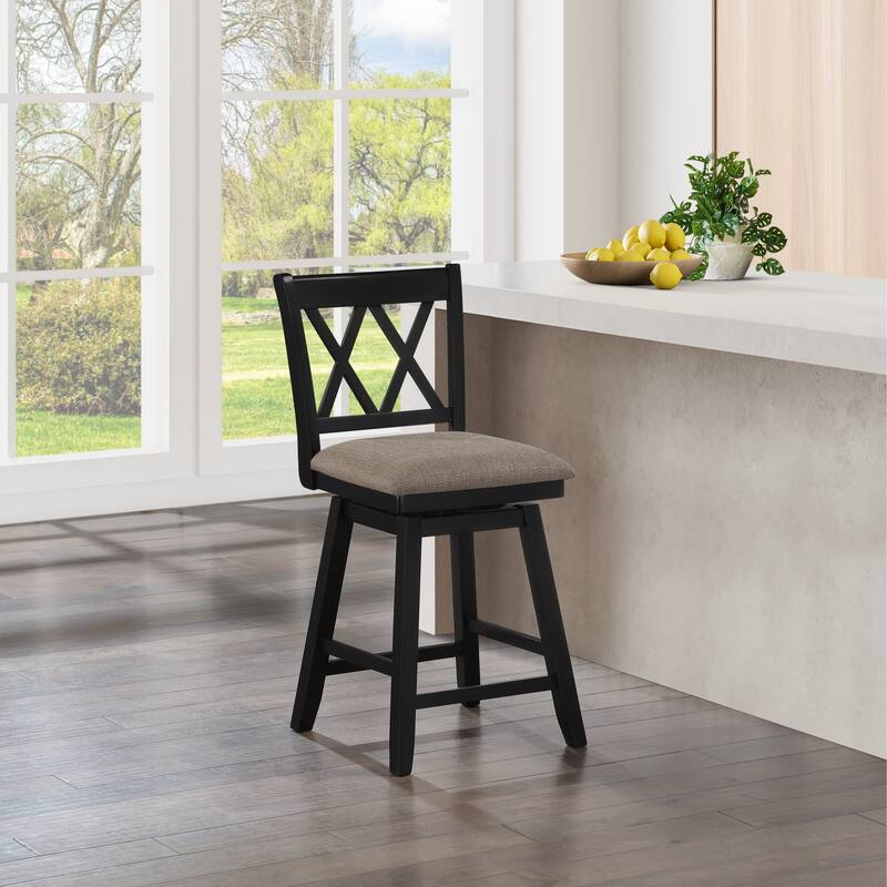 Brookline Wooden Linen Swivel Dining Room Barstool