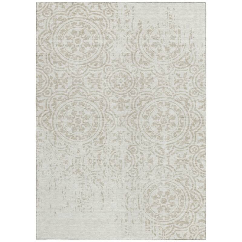 HomeRoots Medallion Transitional Rectangle Outdoor Rug