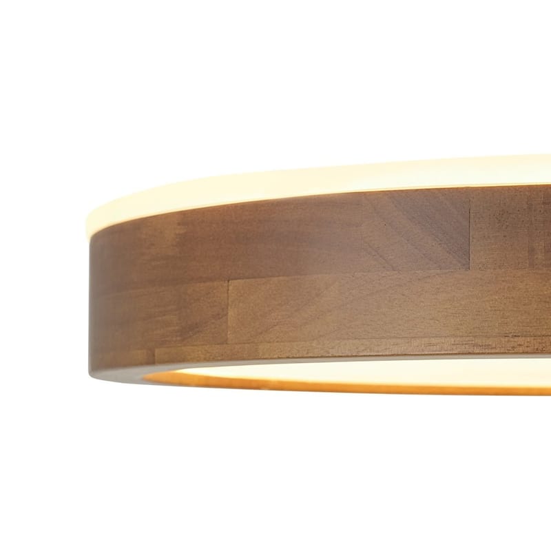 Nordic Wood Round Dimmable LED Top-halo Flush Mount Ceiling Light - 15.7 in
