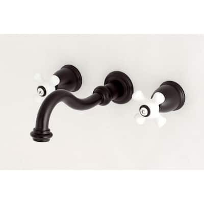 Vintage Two-Handle 3-Hole Wall Mount Bathroom Faucet