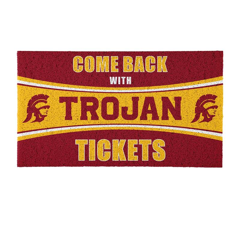 University of Southern California 28 in. x 16 in. PVC "Come Back With Tickets" Trapper Door Mat