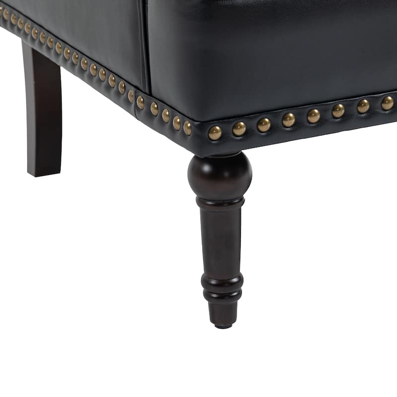 Mid-Century Leather Tufted Accent Chair for Living Room