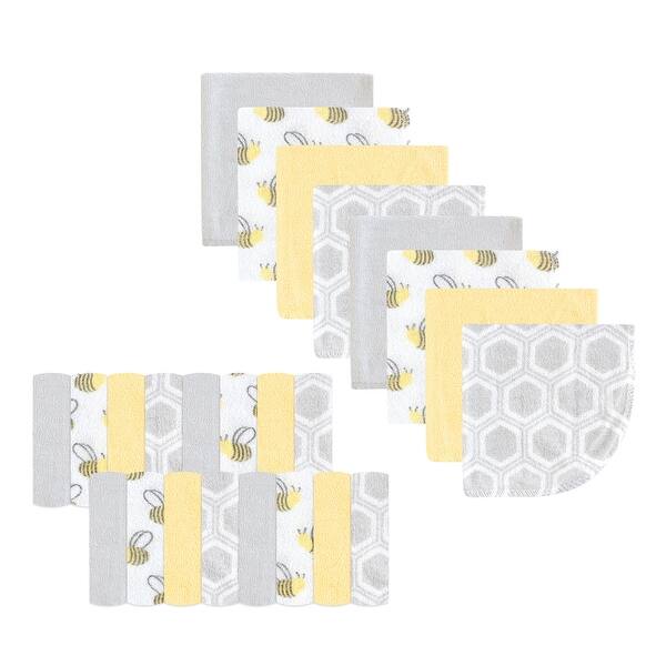 slide 1 of 1, Luvable Friends Baby Unisex Super Soft Bundle Washcloths, Bee, One Size - Bee - One Size One Size - Bee