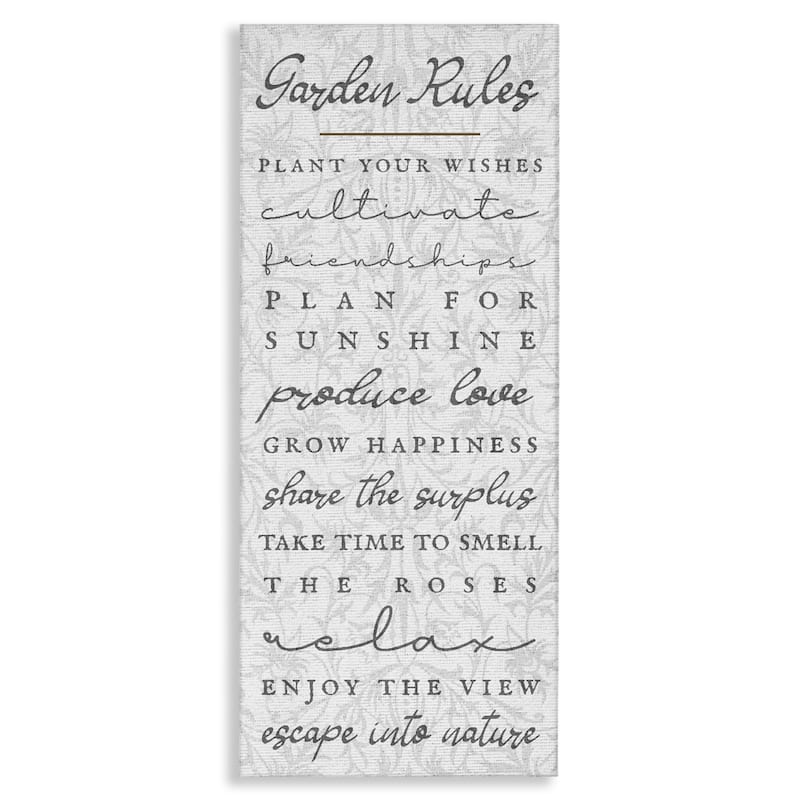 Stupell Garden Rules on Floral Pattern Canvas Wall Art Design By Lil' Rue - 20 x 48