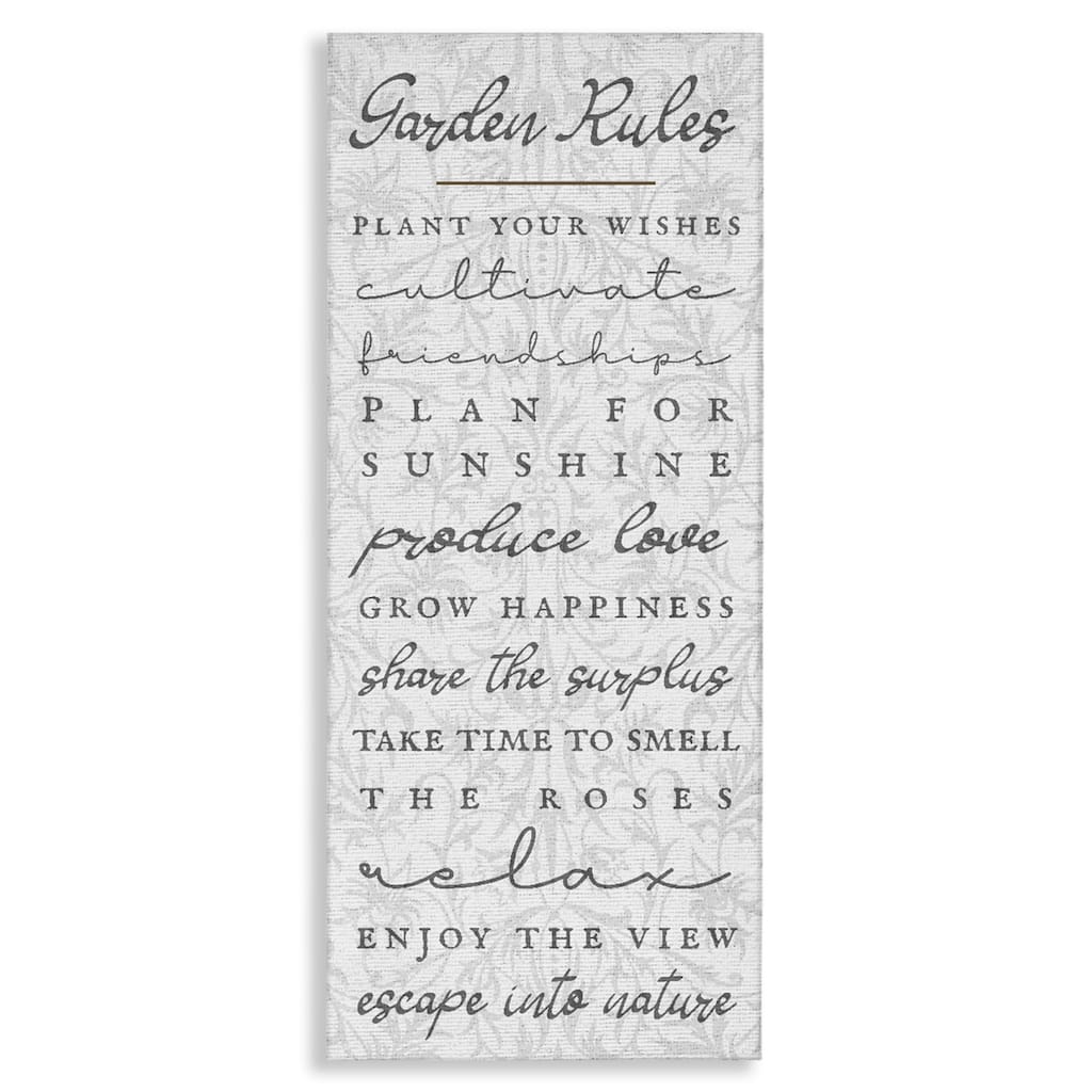 Stupell Garden Rules on Floral Pattern Canvas Wall Art Design By Lil' Rue