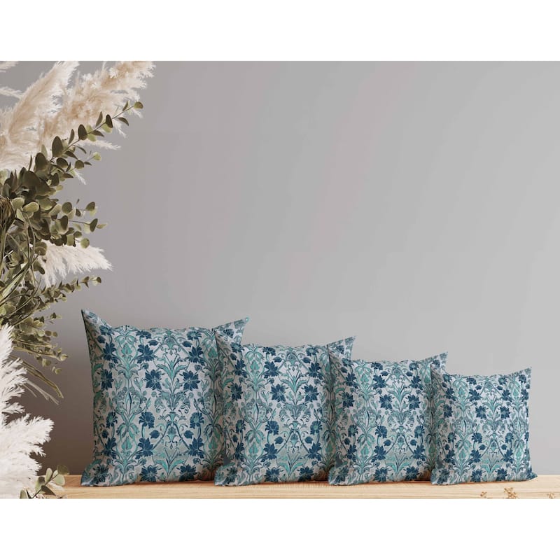 Oceanic Bloom Faux Suede Reversible Throw Pillow Blue and Teal