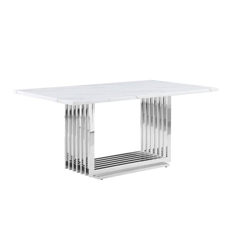 Best Quality Furniture D310/1-SC330-7 Dining Set with 68" White Marble Top
