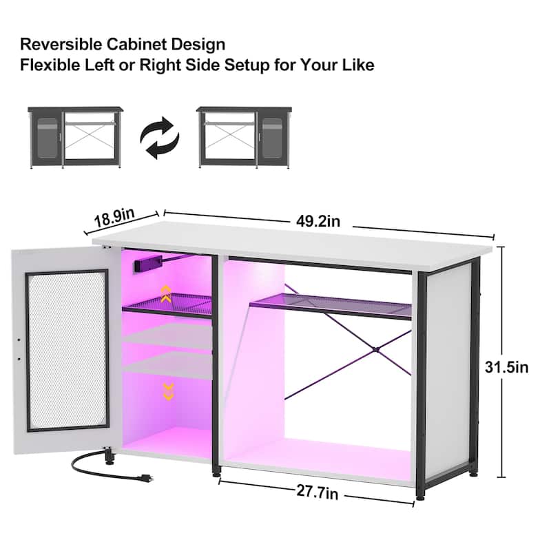 Aquarium Stand with USB Port and LED Light, Fish Tank Stand with Cabinet