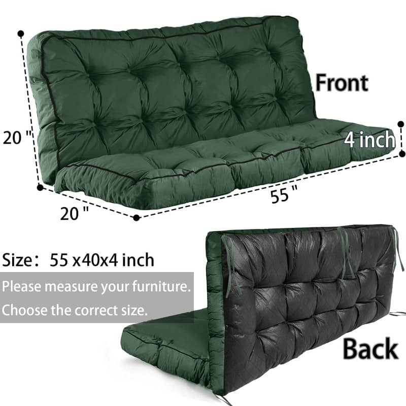 Porch Swing Replacement Cushion, 55in Outdoor Bench Cushions with Backrest , 3 Seat Patio Furniture Garden Loveseat Glider Pad