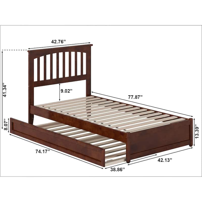 Everett Platform Bed with Panel Footboard and Twin Trundle