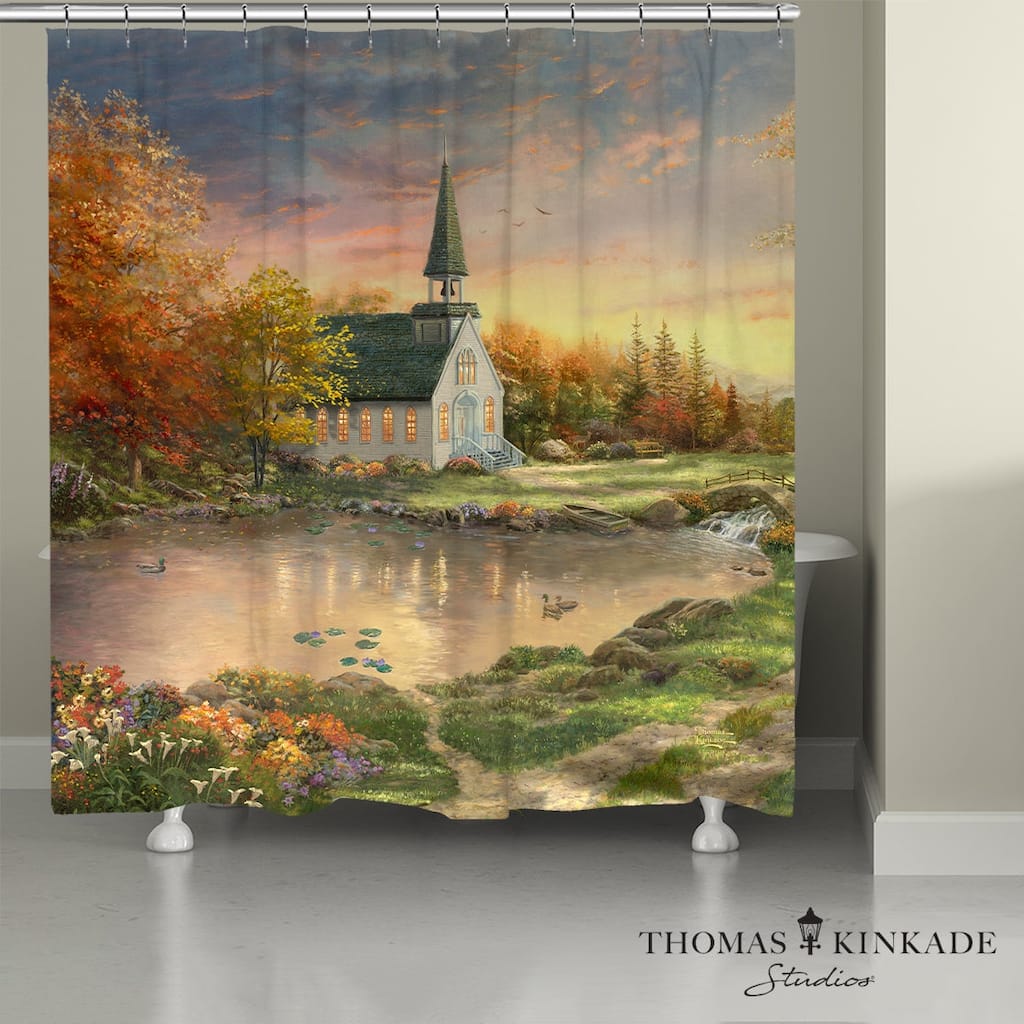 Thomas Kinkade Chapel of Reflection Shower Curtain by Laural Home