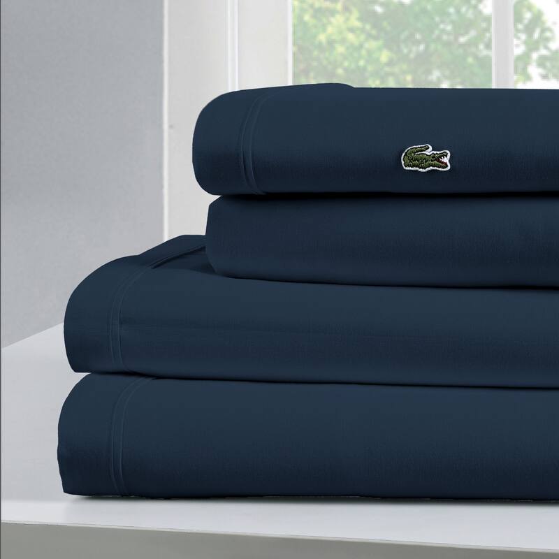 Lacoste Percale Cotton Solid Sheet Set