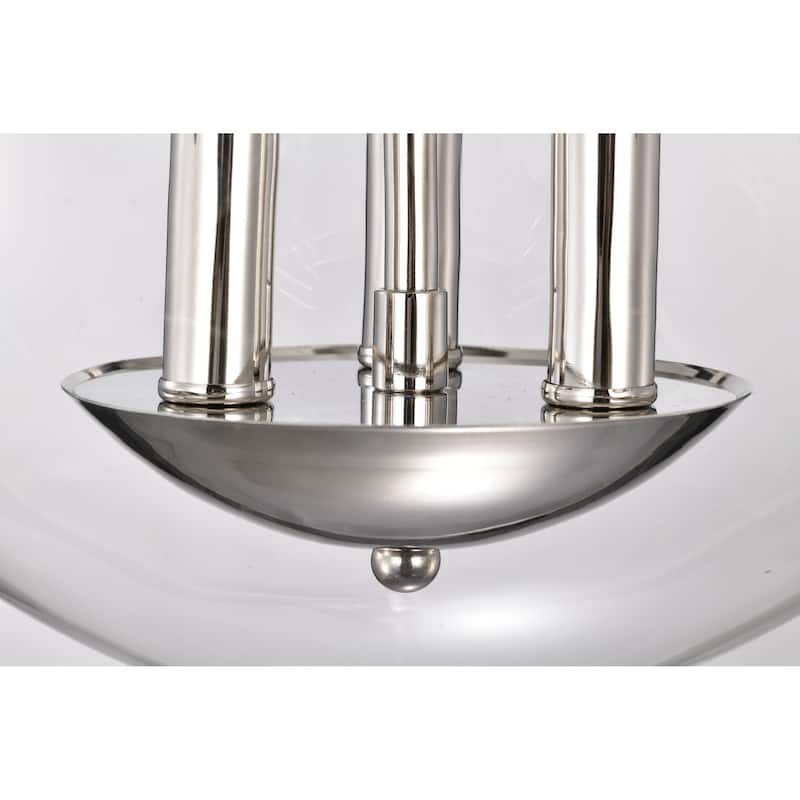 Amado 3 Light Semi Flush Mount - Polished Nickel Finish - Clear Glass - Polished Nickel