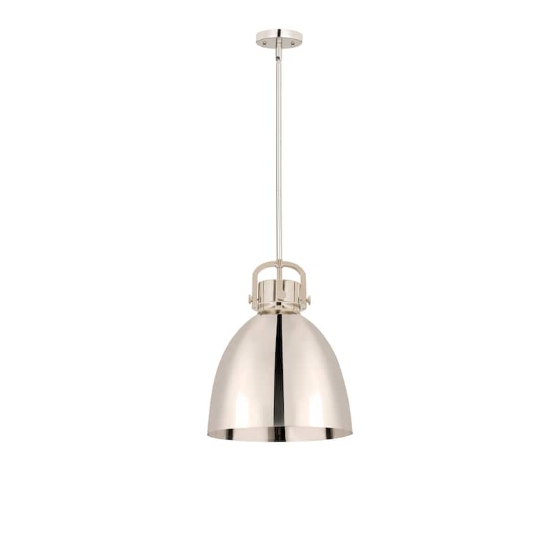 Innovations Lighting Newton Metal Bell - 1 Light 14" Stem Hung Pendant - Polished Nickel