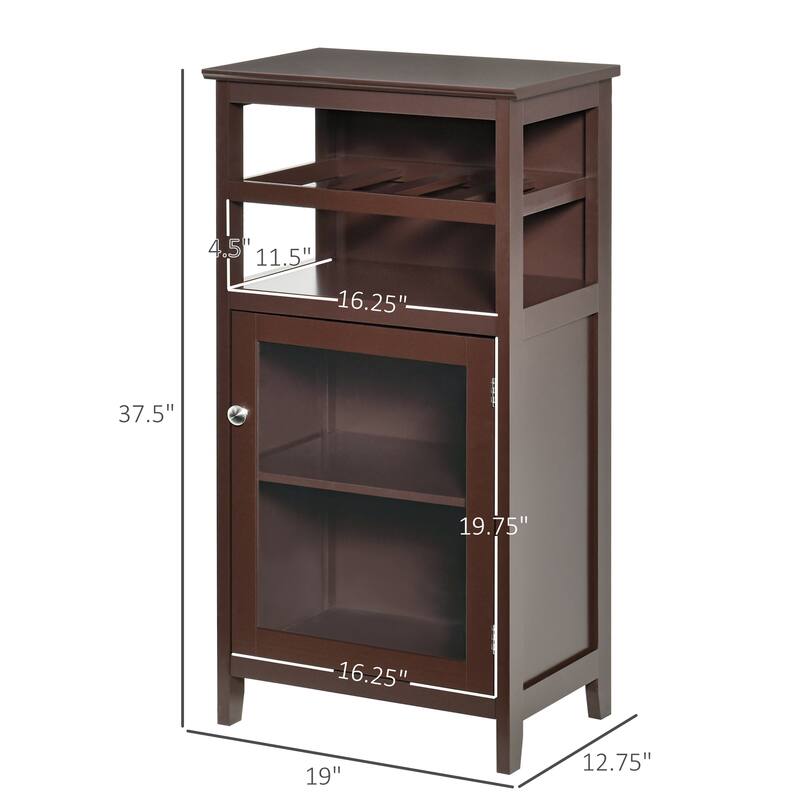 HOMCOM Wine Storage Cabinet with 4 Bottle Wine Rack, Open Shelf, Acrylic Door Cabinet with Adjustable Shelf