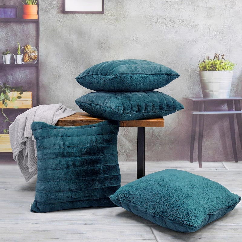 Serenta SuperMink Solid Color Throw Pillow Shell Cushion Cover Set - 20" x 20" - Dragonfly - Set of 3 or More