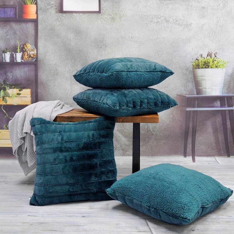 Serenta SuperMink Solid Color Throw Pillow Shell Cushion Cover Set - 20" x 20" - Dragonfly - Set of 3 or More