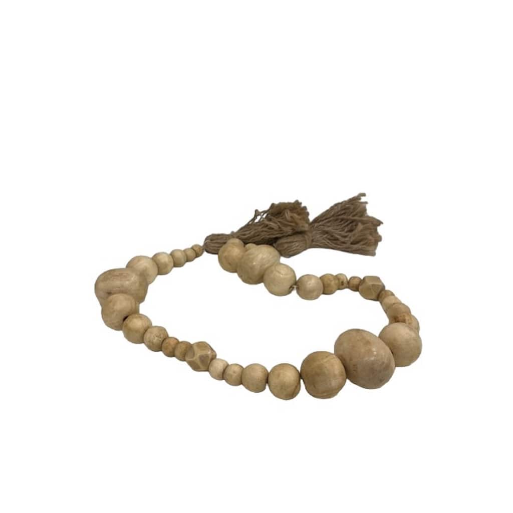 Sun Bleached Mango Wood w/Jute Rope Garland Dia 42" - Sun Bleached