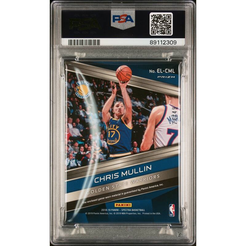 Chris Mullin 2018 Panini Spectra Neon Blue Game Used Patch Card Auto PSA 27/49 - 8'6" x 11'6"