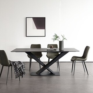 JASIWAY Light Luxury Rectangular Sintered Stone Dining Table - Bed Bath ...