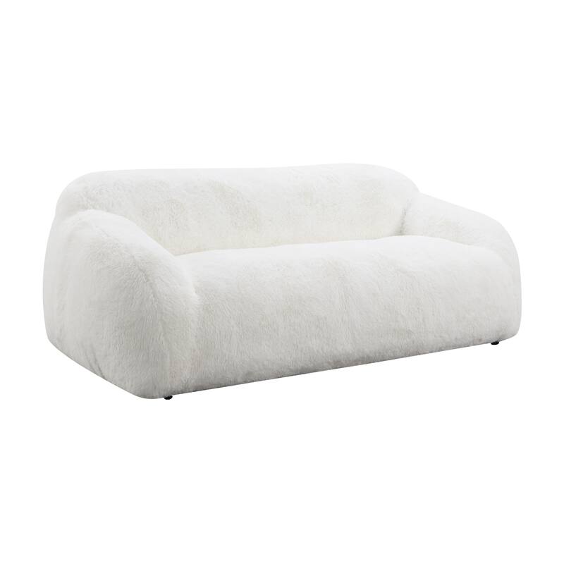 Roundhill Furniture Adell Polar Bear Faux Fur Upholstered Sofa