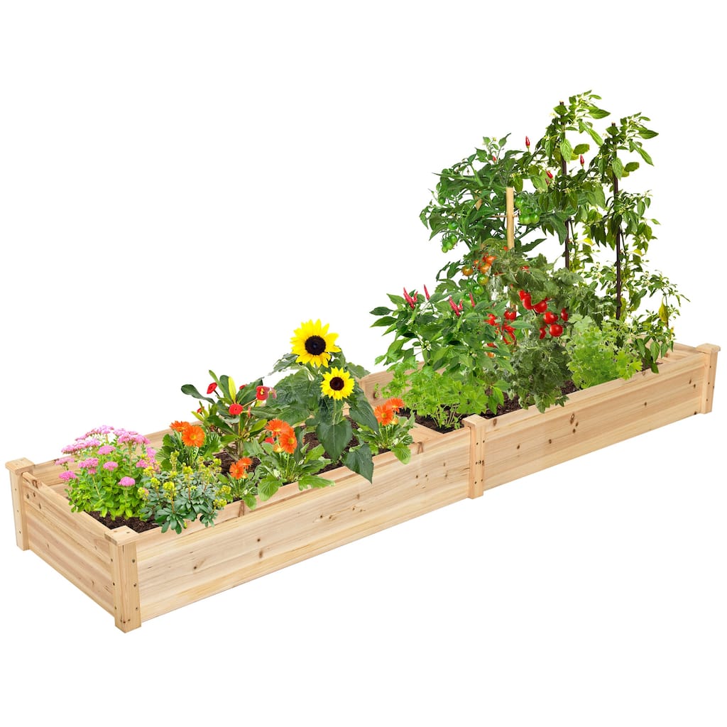 Costway Raised Garden Bed Wooden Elevated Planter Box Herbs Flowers - See Details
