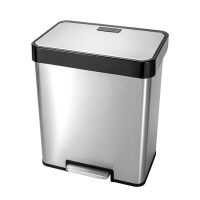 Innovaze 10.6 gallon rectangular step-on recycling trash can with two 20 liter compartments