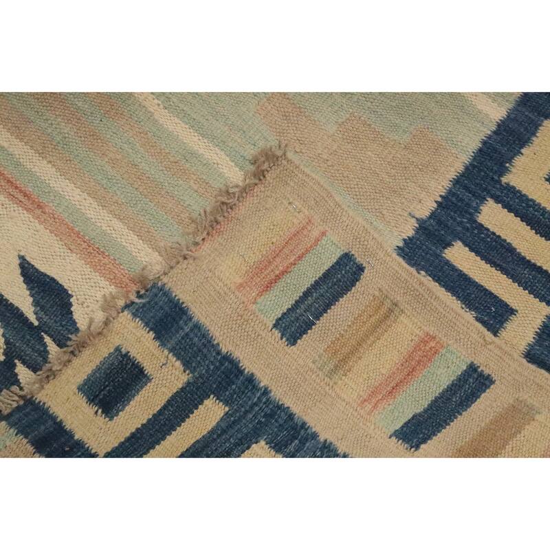 Hand Woven Oriental 100% Wool Carpet Southwestern Tribal Multi-Colored Kilim Area Rug - 8' 7'' X 5' 7''