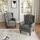 preview thumbnail 28 of 77, Button Tufted Armchair Wingback Wood legs Accent Chairs (Set of 2)